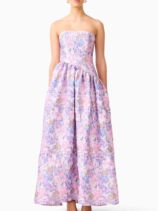 Elliatt Dresses & Skirts - Elliatt Marlene Purple Pink Floral Asymmetrical Gown Dress Jacquard  SMALL